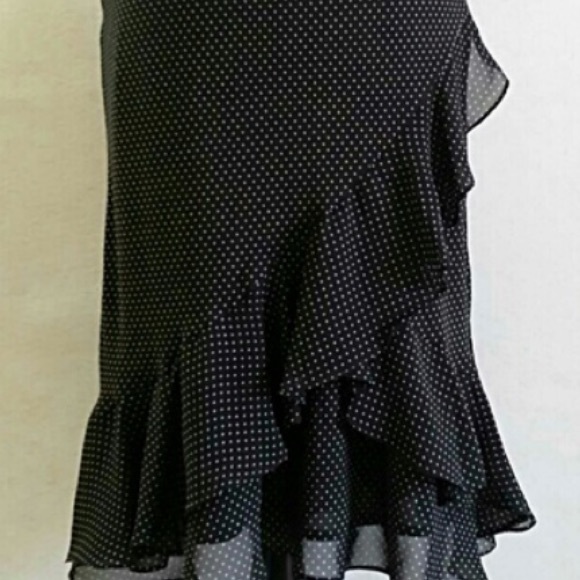 Chaps black ruffle skirt white polka dots - Picture 7 of 7